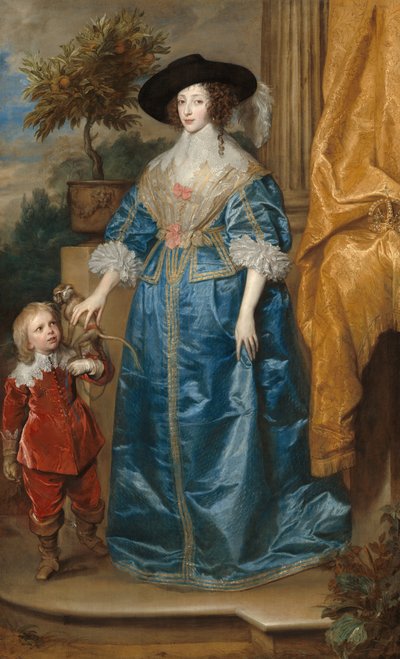 Ritratto della regina Enrichetta Maria, con il nano Sir Jeffrey Hudson da Anthony van Dyck